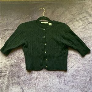 Black, shortsleeved, crop, cashmere sweater
